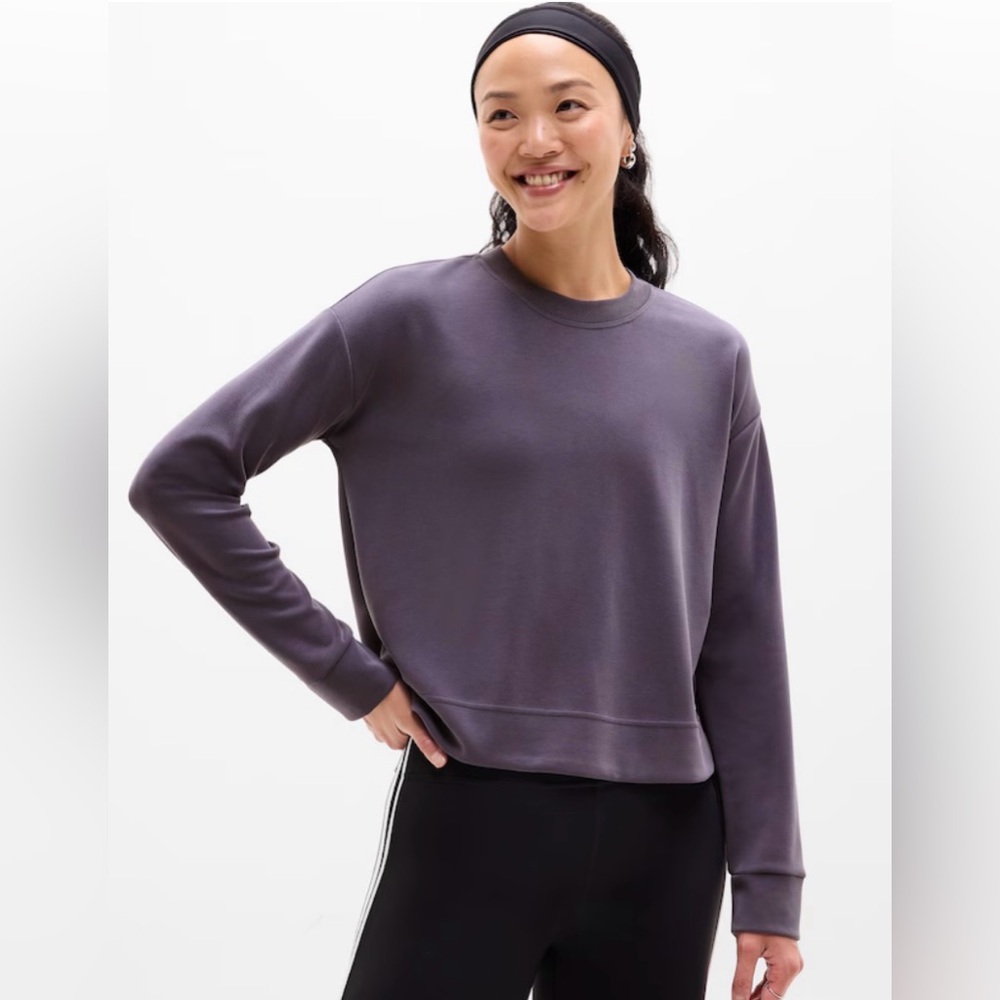 Athleta Seasoft Crew Neck Sweatshirt purple grey sweater new with tags medium